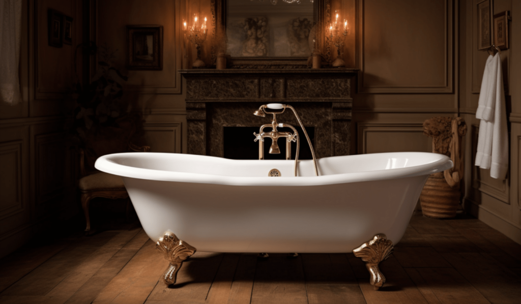 Clawfoot tub in regal bathroom