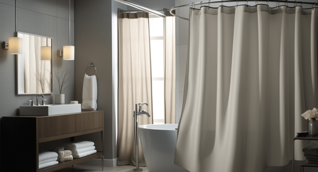 curved shower rod and curtain