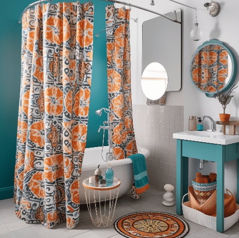 curved wall mounted shower curtain rod enclosing a clawfoot tub
