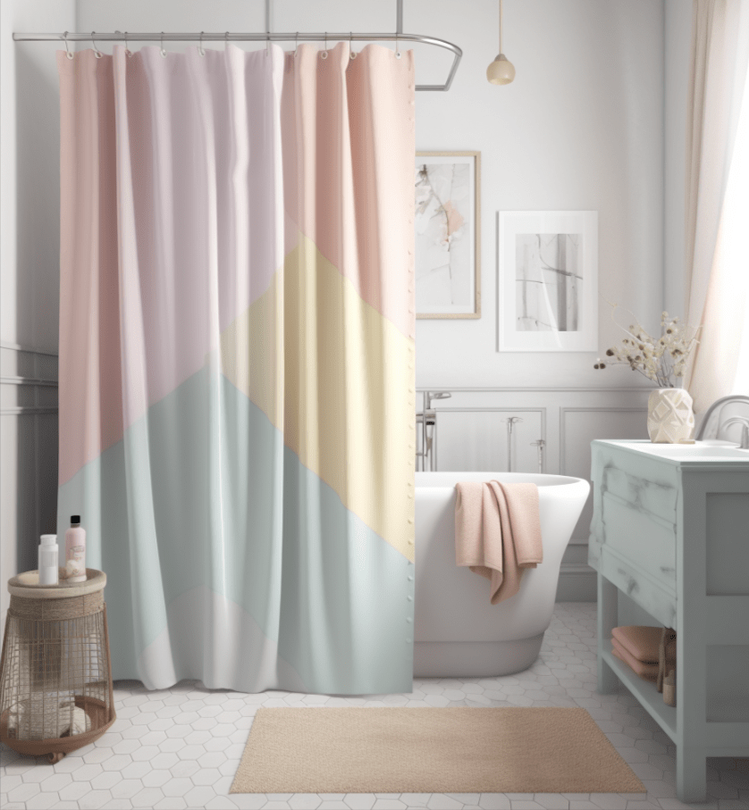 pastel wraparound shower curtain