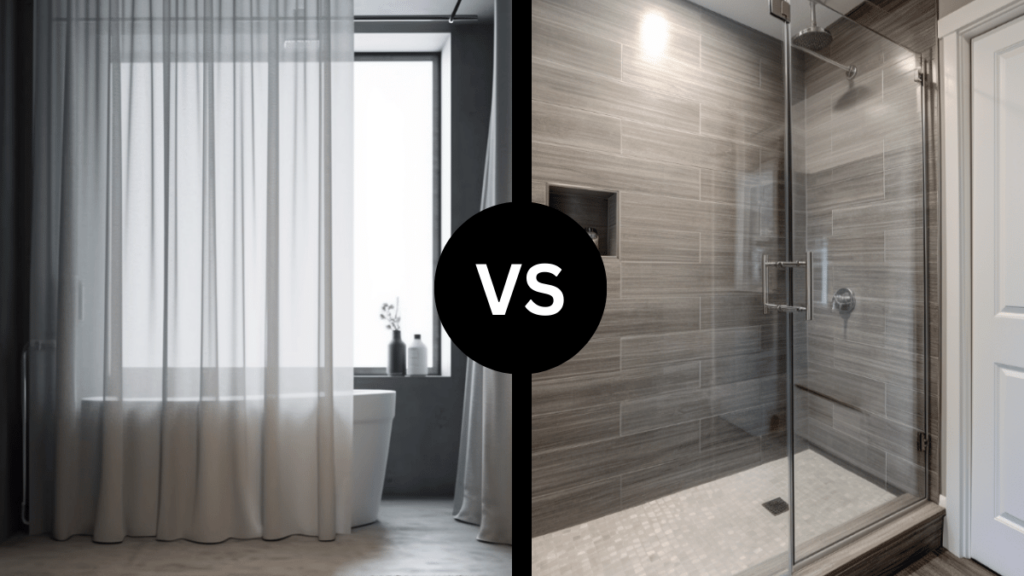 shower with curtain vs shower with glass door