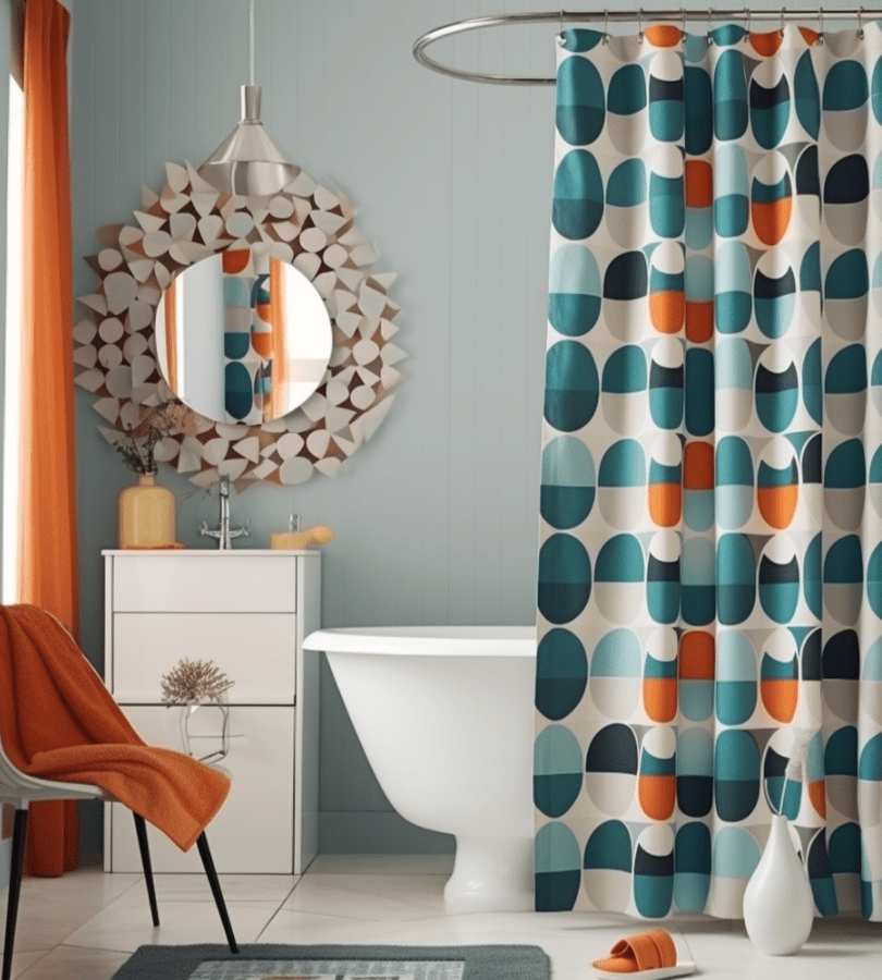 vibrant shower curtain that highlight styles of the midcentury