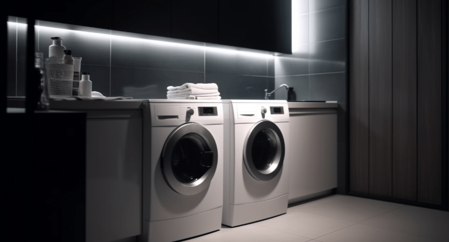 washer and dryer in washroom